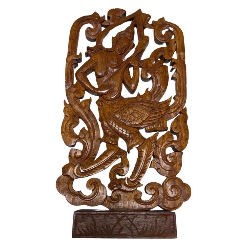 Vintage Detailed Krishna Hindu Dancing & Singing Exotic India Carved Wood Art